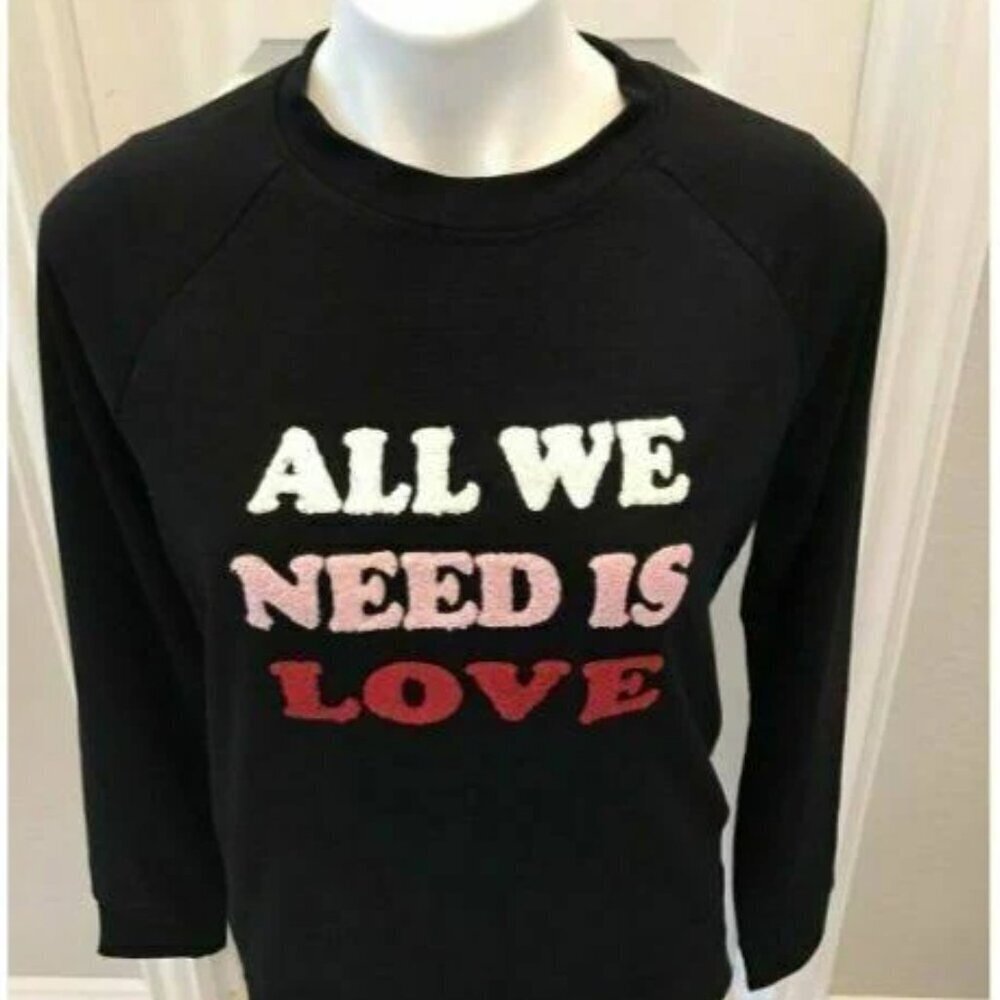 NWOT Isaac Mizrahi Black Statement Sweatshirt with Colorful Text Size Small